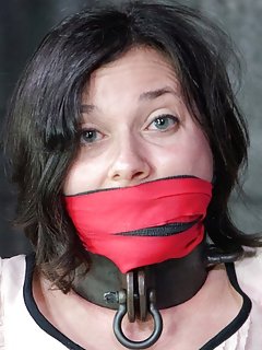 Amy locked in metal bondage and forced to cum